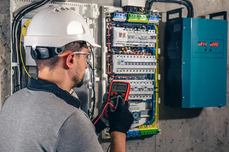 Local electrician testing circuits in Walsall